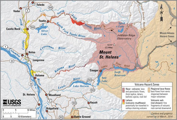 Mount St. Helens hazard map